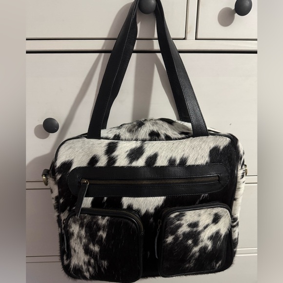 Cow fur hair calf leather satchel Brand New - Picture 2 of 12